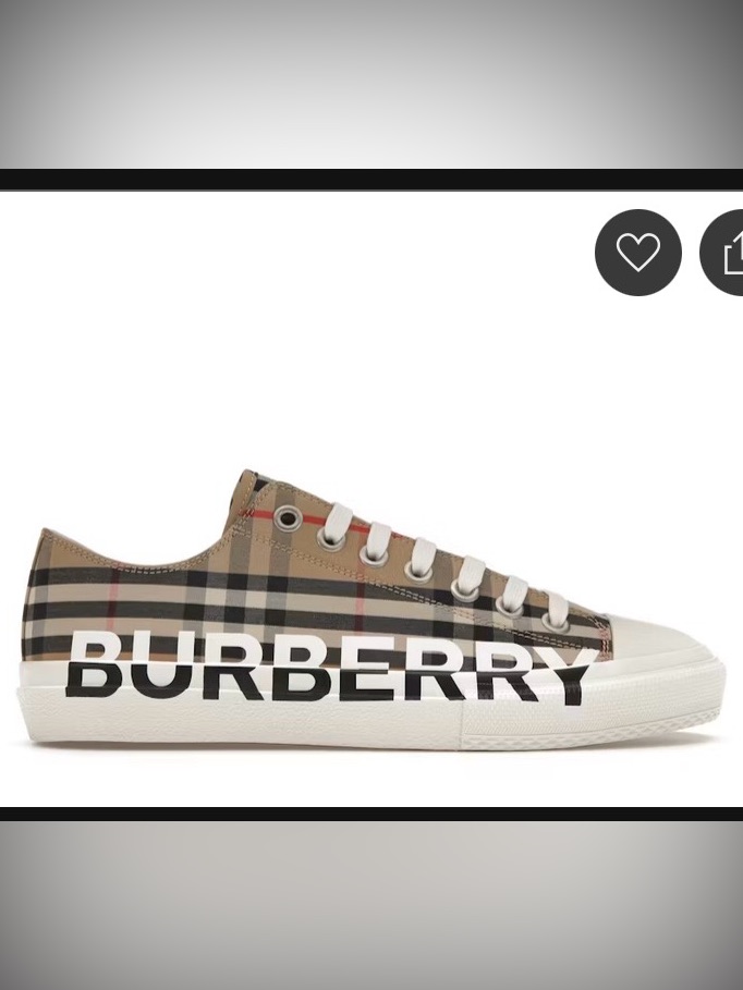 {Burberry} Logo Print Vintage Check Cotton Sneaker
